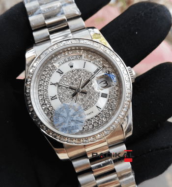 Rolex Day-Date Swarovski Replika Bayan Kol Saati